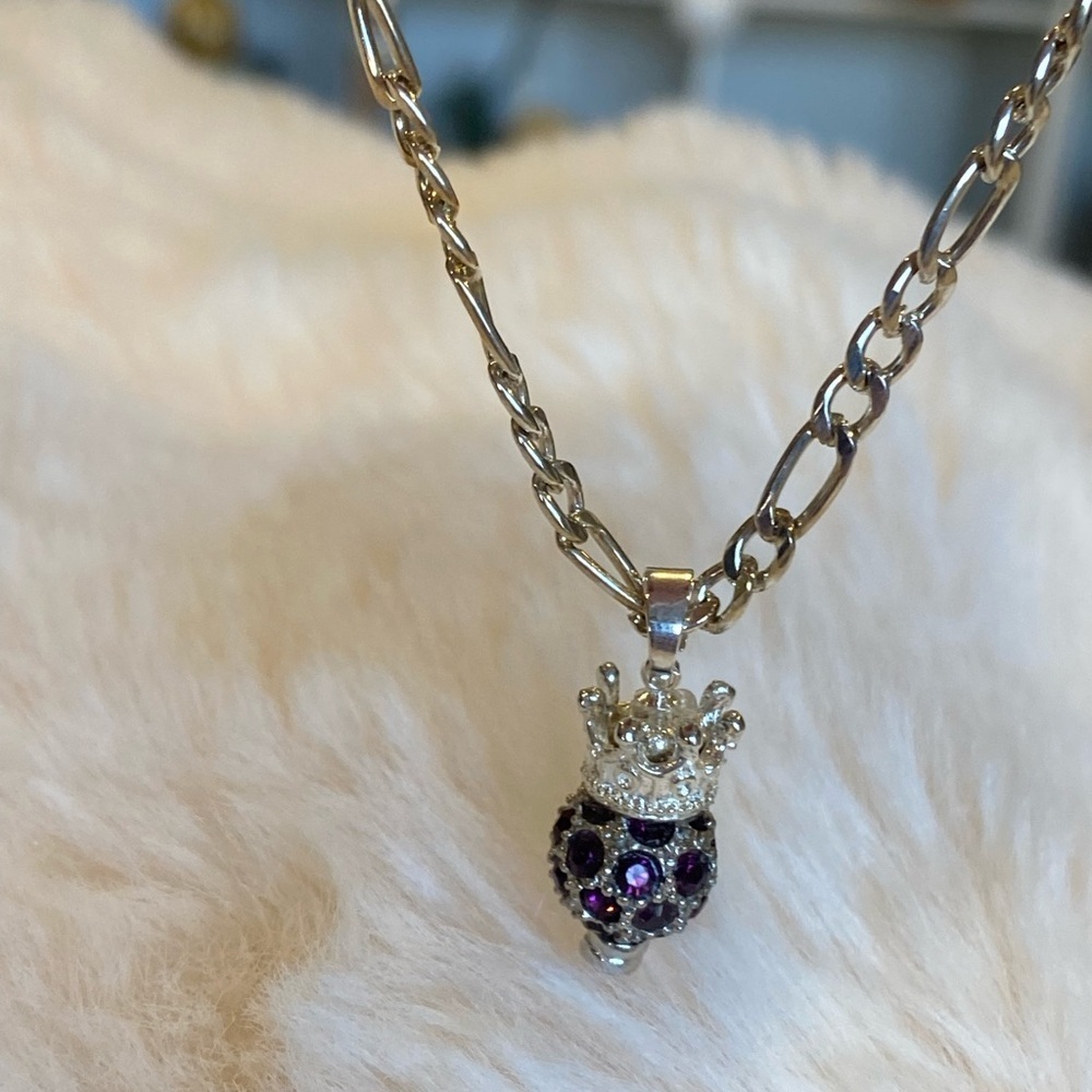 NWT STERLING Silver and Purple AMETHYST SWAROWSKY Pendant Necklace - Picture 4 of 9